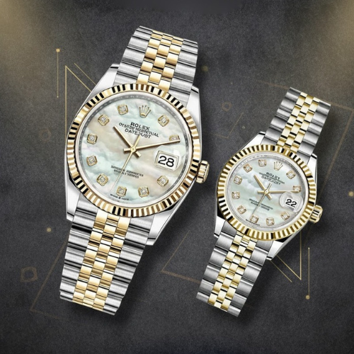 Luxury Watch Datejust Dual Tone White Gold Pearl Face