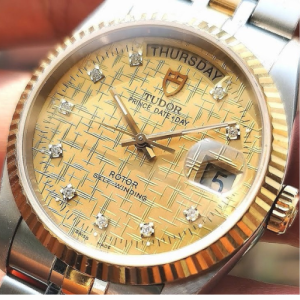 Tudor Prince Day Date 76213 Linen Gold Ladies Swiss Eta