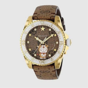 Gucci Dive Doraemon Brown Dial Gold Case Men Watch