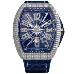 Franck Muller Vanguard Yachting Blue Dial Diamond Fabric Strap